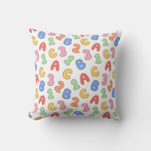 Alphanumeric Playtime Kids Throw Pillow