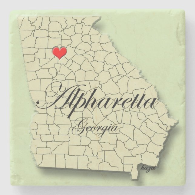 Alpharetta, Georgia, Heart, Map, Coasters (Front)