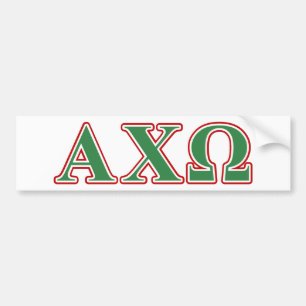 Alphi Chi Omega Green and Red Letters Bumper Sticker