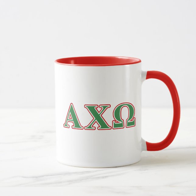 Alphi Chi Omega Green and Red Letters Mug (Right)