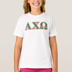 Alphi Chi Omega Green and Red Letters T-Shirt