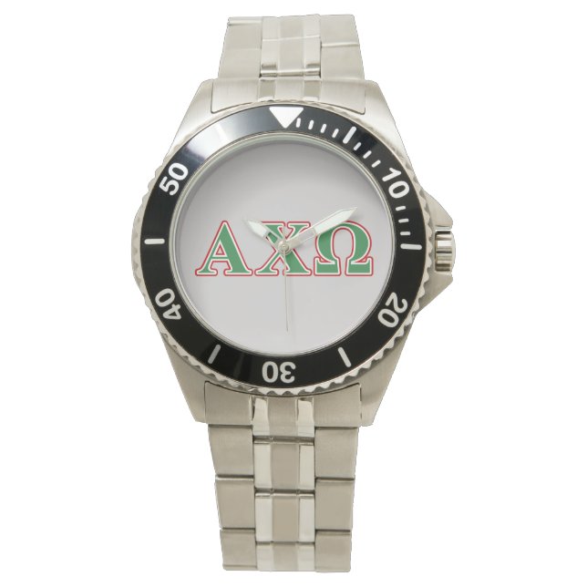 Alphi Chi Omega Green and Red Letters Watch (Front)