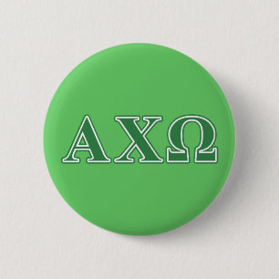 Alphi Chi Omega Green Letters 6 Cm Round Badge