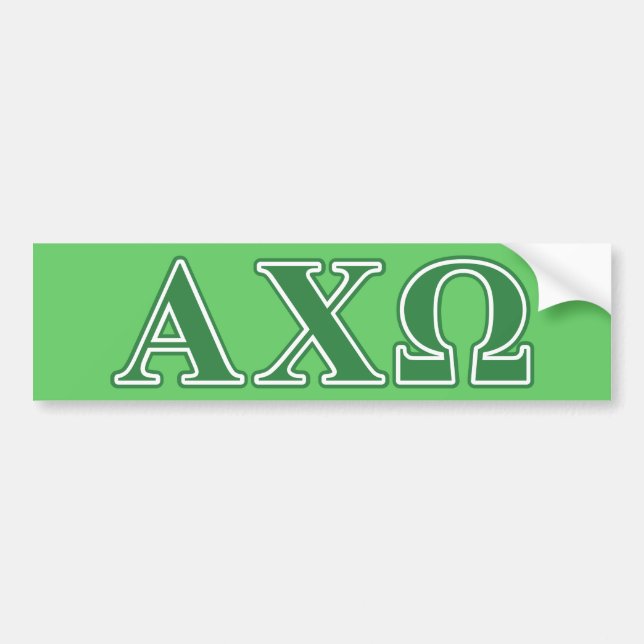 Alphi Chi Omega Green Letters Bumper Sticker (Front)