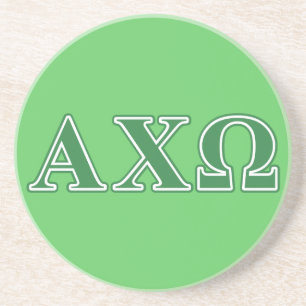 Alphi Chi Omega Green Letters Coaster