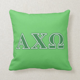 Alphi Chi Omega Green Letters Cushion
