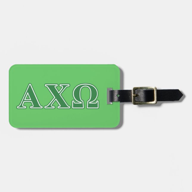 Alphi Chi Omega Green Letters Luggage Tag (Front Horizontal)
