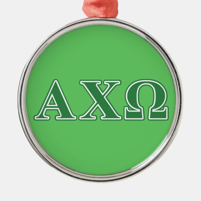Alphi Chi Omega Green Letters Metal Tree Decoration (Front)