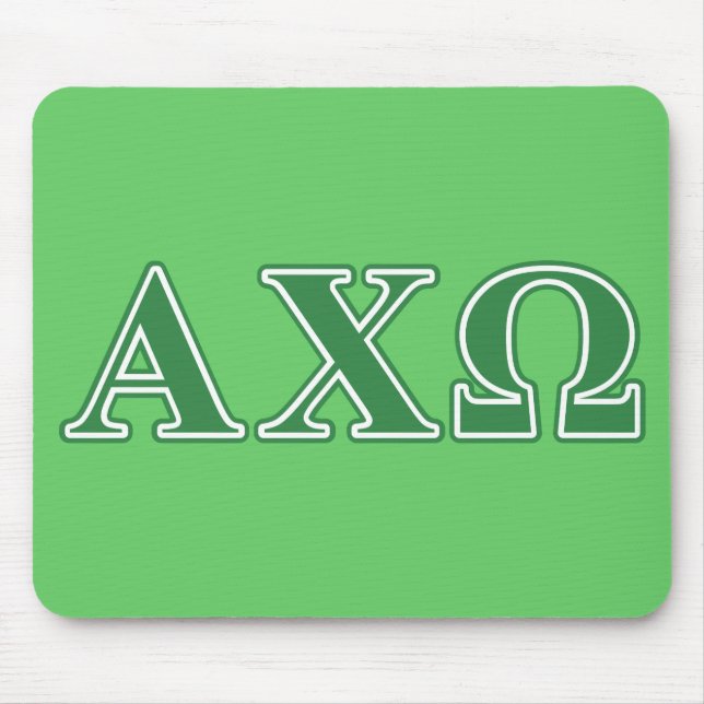 Alphi Chi Omega Green Letters Mouse Mat (Front)
