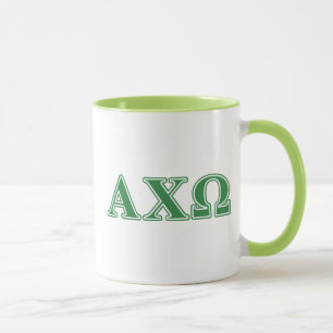 Alphi Chi Omega Green Letters Mug
