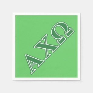 Alphi Chi Omega Green Letters Napkin