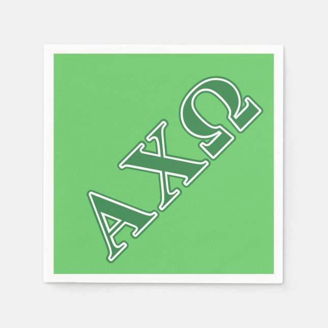 Alphi Chi Omega Green Letters Napkin (Front)