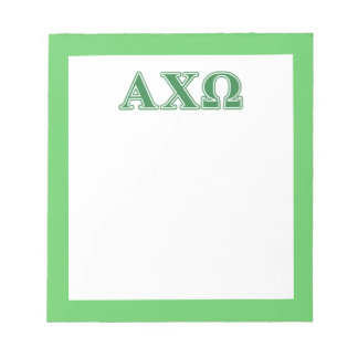 Alphi Chi Omega Green Letters Notepad