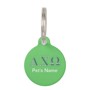 Alphi Chi Omega Green Letters Pet Tag