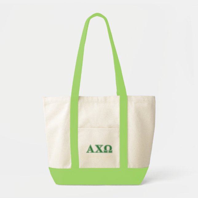 Alphi Chi Omega Green Letters Tote Bag (Front)