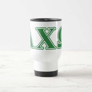 Alphi Chi Omega Green Letters Travel Mug