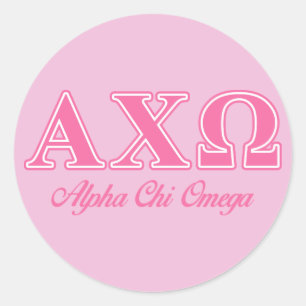 Alphi Chi Omega Pink Letters Classic Round Sticker