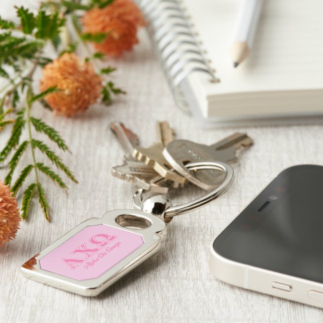Alphi Chi Omega Pink Letters Key Ring (Side)