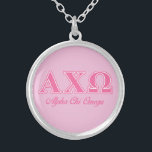 Alphi Chi Omega Pink Letters Silver Plated Necklace<br><div class="desc">Check out these official Alpha Chi Omega designs! Personalise your own Greek merchandise on Zazzle.com! Click the Customise button to insert your own name, class year, or club to make a unique product. Try adding text using various fonts & view a preview of your design! Zazzle's easy to customise products...</div>