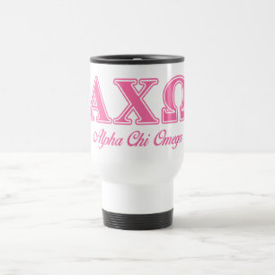 Alphi Chi Omega Pink Letters Travel Mug