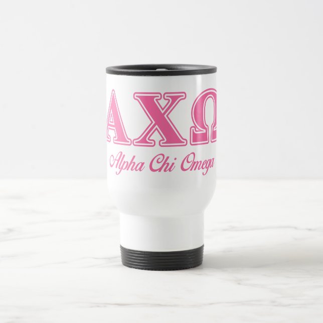Alphi Chi Omega Pink Letters Travel Mug (Center)