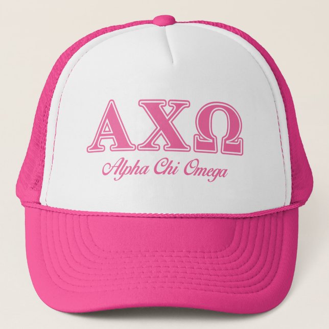 Alphi Chi Omega Pink Letters Trucker Hat (Front)