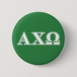 Alphi Chi Omega White and Green Letters 6 Cm Round Badge