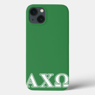 Alphi Chi Omega White and Green Letters iPhone 13 Case