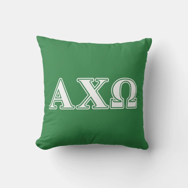 Alphi Chi Omega White and Green Letters Cushion (Front)