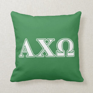 Alphi Chi Omega White and Green Letters Cushion