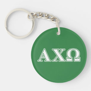 Alphi Chi Omega White and Green Letters Key Ring