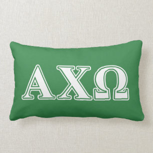 Alphi Chi Omega White and Green Letters Lumbar Cushion