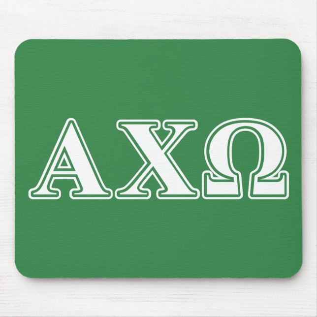 Alphi Chi Omega White and Green Letters Mouse Mat (Front)