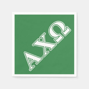 Alphi Chi Omega White and Green Letters Napkin