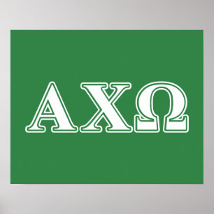 Alphi Chi Omega White and Green Letters Poster