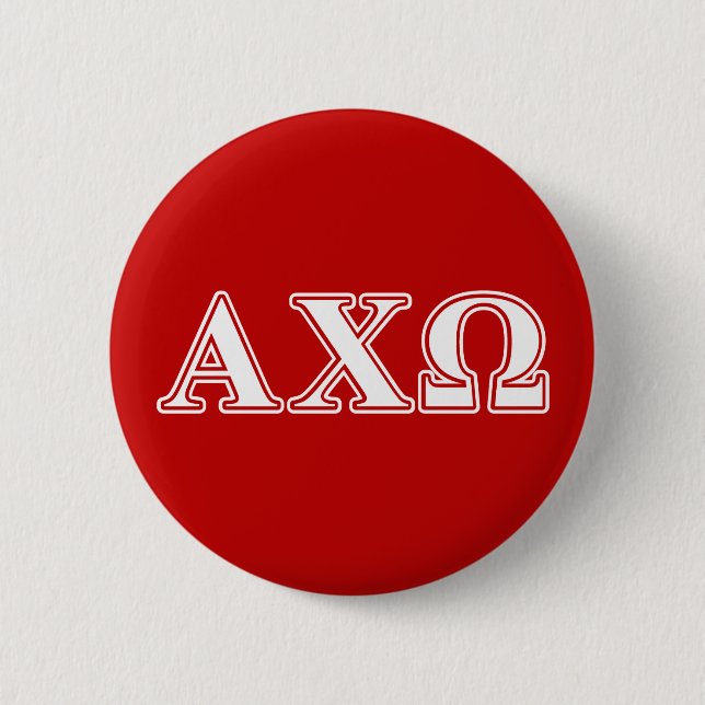 Alphi Chi Omega White and Red Letters 6 Cm Round Badge (Front)