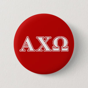 Alphi Chi Omega White and Red Letters 6 Cm Round Badge