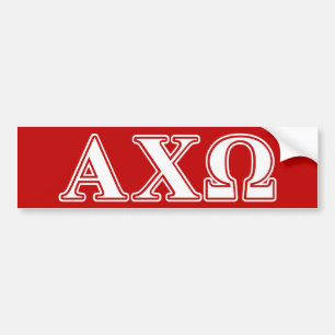 Alphi Chi Omega White and Red Letters Bumper Sticker
