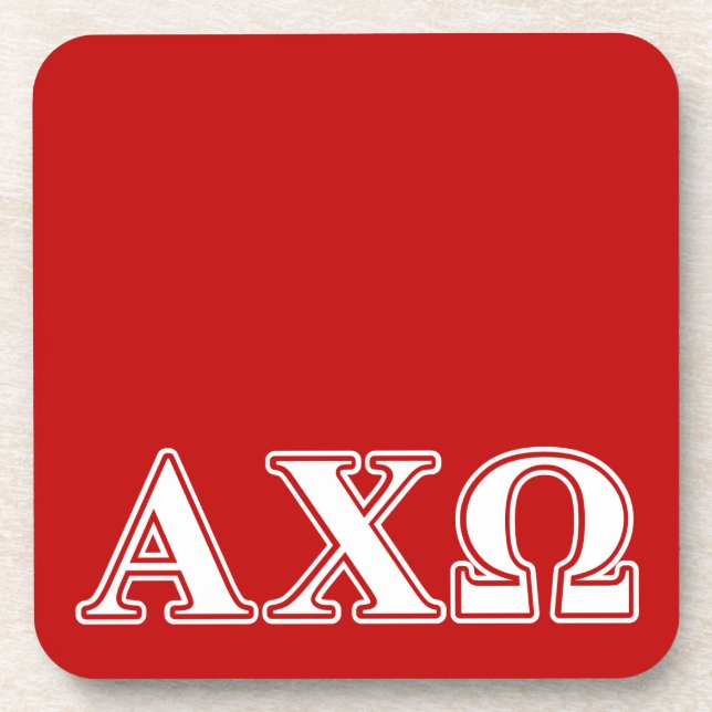 Alphi Chi Omega White and Red Letters Coaster (Front)