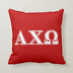 Alphi Chi Omega White and Red Letters Cushion