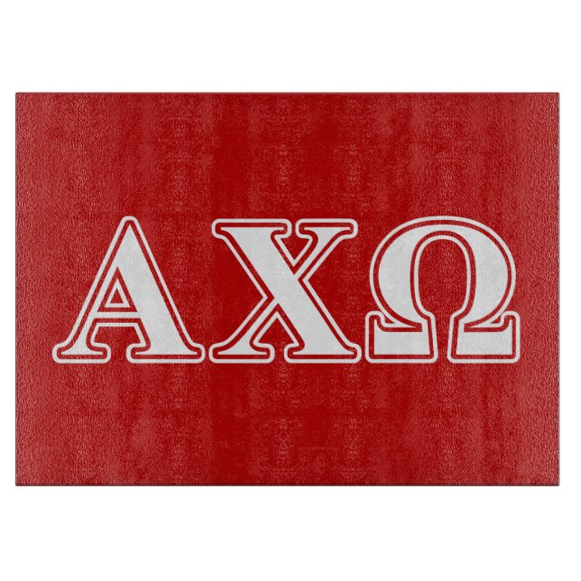 Alphi Chi Omega White and Red Letters Cutting Board (Front)