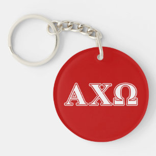Alphi Chi Omega White and Red Letters Key Ring
