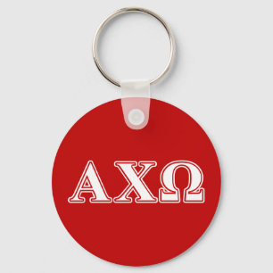 Alphi Chi Omega White and Red Letters Key Ring