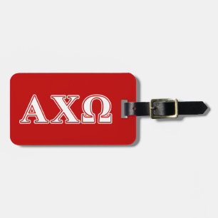 Alphi Chi Omega White and Red Letters Luggage Tag