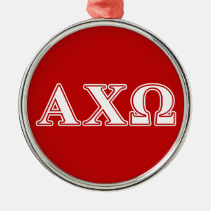 Alphi Chi Omega White and Red Letters Metal Tree Decoration