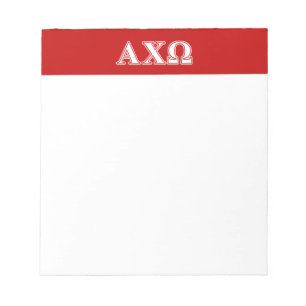 Alphi Chi Omega White and Red Letters Notepad