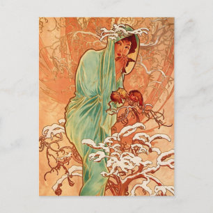 Alphons Mucha - The four season - Winter Postcard