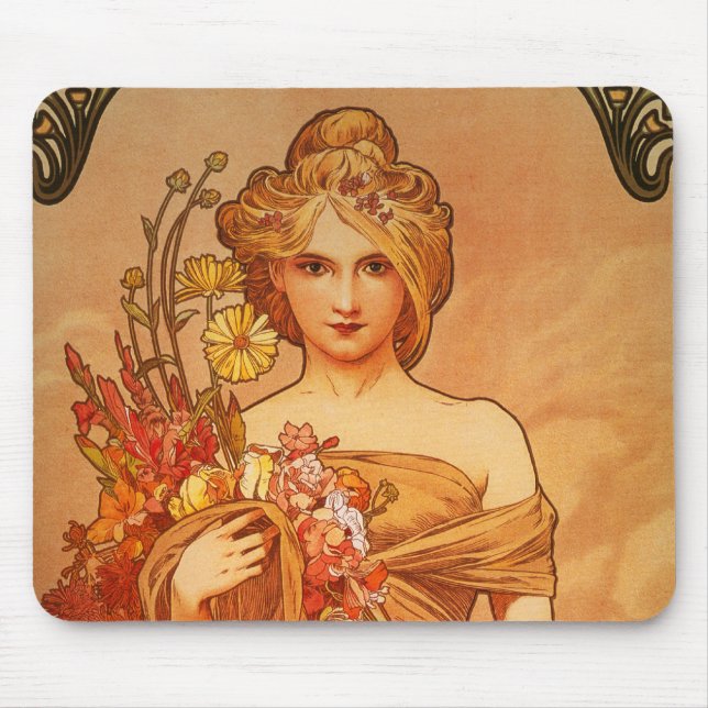 Alphonse (Alfons) Mucha Bouquet Mousepad (Front)