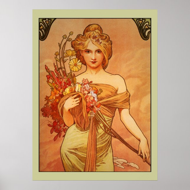 Alphonse (Alfons) Mucha Bouquet Poster (Front)