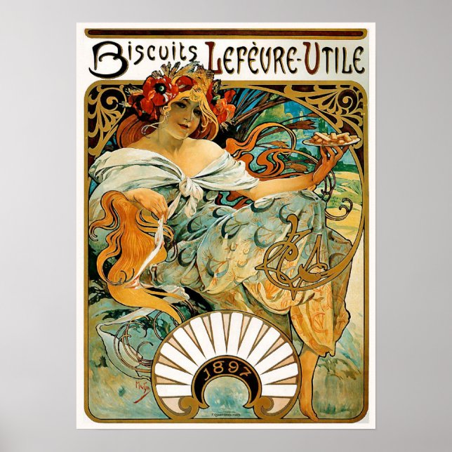 Alphonse (Alfons) Mucha Poster: Biscuits Lefevre Poster (Front)